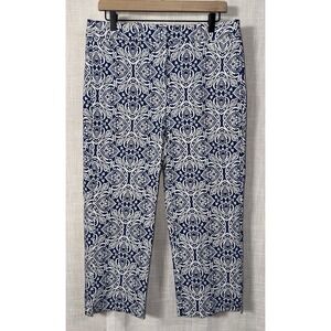 Lane Bryant Pants Women's 14 Blue Bandana 4 Season Mid Rise Slim Capri NWT $79